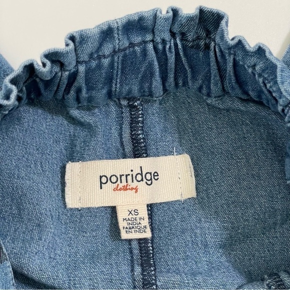 Anthropologie Porridge Chambray Polka Dot Wide Leg Jumpsuit Denim Light XS - Picture 12 of 13